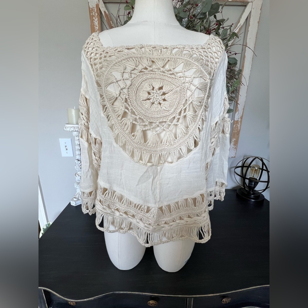 Elegant Cream Crochet top